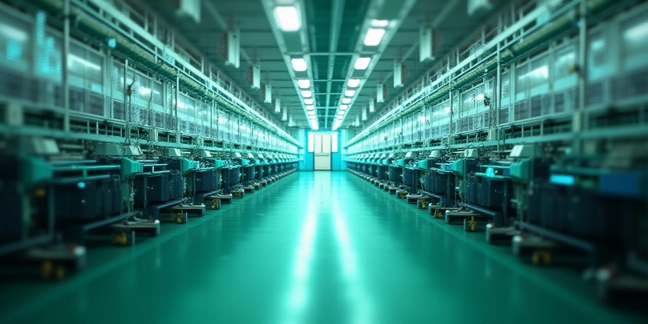 Modern textile factory with digital tracking overlays
